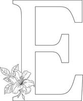 bloemen alfabet brief e met hand- getrokken bloemen en bladeren voor bruiloft uitnodiging groet kaart vector