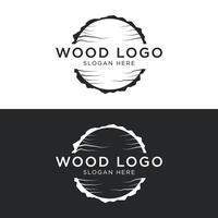 hout en natuurlijk vezel logo sjabloon ontwerp, timmerman en houten plank met zag vakman hulpmiddelen. vector