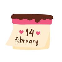 hand- getrokken 14 februari valentijnsdag dag kalender datum clip art vector illustratie