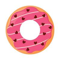 Valentijn donut met hart topping zoet toetje voedsel vector illustratie