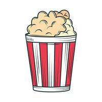 popcorn in gestreepte doos vector