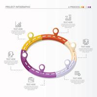 3d weg manier infographic cirkel van 6 stappen en bedrijf pictogrammen voor financiën werkwijze stappen. vector