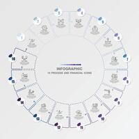 blauw toon cirkel infographic met 16 stappen, werkwijze of opties. vector