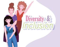 vrouwelijke vrouwen samen divers en inclusieconcept vector