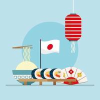 Japanse vlag en eten vector