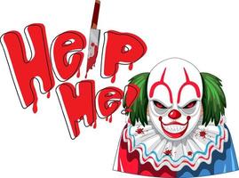 griezelige clownbanner met help me word vector