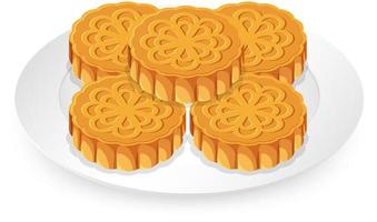 stapel mooncakes op witte plaat vector