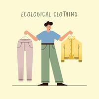 man met ecologische kleding vector