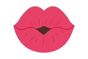 roze vrouw lippen. Valentijnsdag dag romantisch clip art. lippenstift bedenken icoon. sexy mond in kus. vector illustratie in vlak stijl.