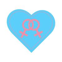 blauw hart met twee roze vrouw geslacht symbolen. transgender, lesbienne, lgbt concept. vlak vector illustratie.