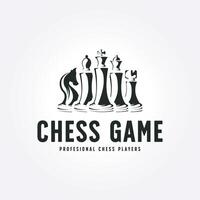wijnoogst minimalistische schaak stuk logo ontwerp. vector illustratie van schaak club icoon