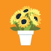 illustratie van een zonnebloem pot vector