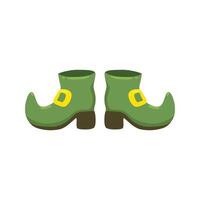 vector groen kabouters bagageruimte in vlak ontwerp. clip art voor vieren st patricks dag. elf schoenen met goud