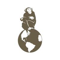 illustratie van een aap zittend Aan de aarde vector