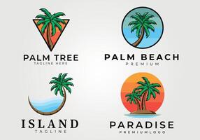 palm boom logo vector wijnoogst illustratie ontwerp reeks en verzameling