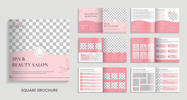 schoonheid salon en spa plein brochure sjabloon ontwerp vector