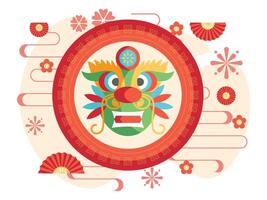 Chinese cultuur nieuw jaar maan- ornament illustratie vector