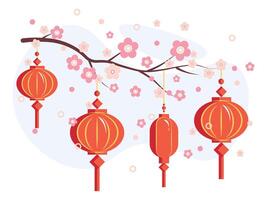 Chinese cultuur nieuw jaar maan- ornament illustratie vector