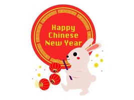 Chinese konijn illustratie schattig konijn nieuw jaar vector