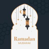 Ramadan mubarak groet kaart sjabloon. de kaart is uitstekend voor sociaal media berichten, kaarten, brochures, flyers, en reclame poster Sjablonen. het is een vector illustratie.