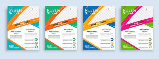 folder brochure Hoes sjabloon voor kinderen terug naar school- onderwijs toelating lay-out ontwerp sjabloon vector