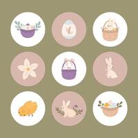 Pasen sticker pak in pastel kleuren vector