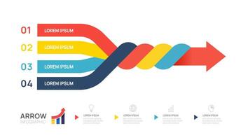 bedrijf 4 stap tijdlijn infographic combineren pijl sjabloon. modern mijlpaal element tijdlijn diagram, vector infographics.