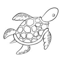 vector zwarte omtrek cartoon doodle zeeschildpadden. grafische onderwater dierlijke illustratie geïsoleerd op een witte achtergrond voor het kleuren van boek. vector illustratie