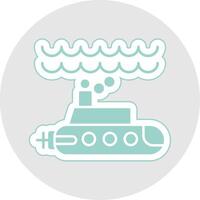 onderzeeër glyph veelkleurig sticker icoon vector