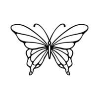 vlinder lijn kunst. gemakkelijk minimaal vlinder lijn tatoeëren icoon logo. vlinder zwart en wit illustratie wit achtergrond. vlinder kleur boek vector