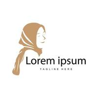 gemakkelijk moslim kleding hijab logo ontwerp minimalistische zwart silhouet vector