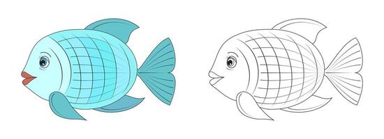 vis lijn en kleur illustratie. tekenfilm vector illustratie voor kleur boek.