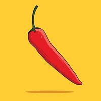vers rood chili peper geïsoleerd Aan licht oranje achtergrond, vector illustratie