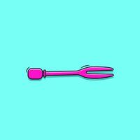 roze beschikbaar plastic fruit cocktail vork mini vork picker blauw achtergrond vector illustratie