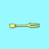 geel beschikbaar plastic fruit cocktail vork mini vork picker blauw achtergrond vector illustratie