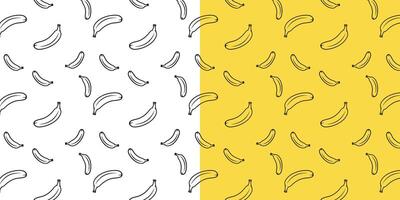 vector banaan tekening icoon banaan patroon naadloos Aan wit en geel achtergrond vector illustratie