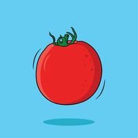 vers sappig geheel tomaat geïsoleerd Aan blauw achtergrond, vector illustratie