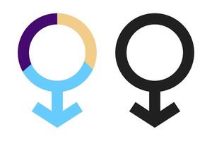 mannetje seks icoon set. kleurrijk mannetje teken, mannetje icoon. multi kleur geslacht gelijkheid icoon. mannetje vrouw transgender symbool roze, blauw geel en zwart. vector