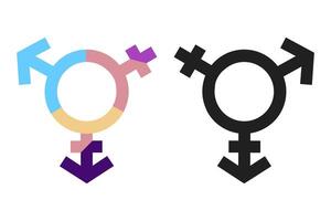 transgender seks icoon set. kleurrijk transgender mannetje teken, derde geslacht icoon. multi kleur lgbt geslacht gelijkheid icoon. transgender mannetje vrouw symbool. androgyn en intersekse geslacht identiteit teken. vector