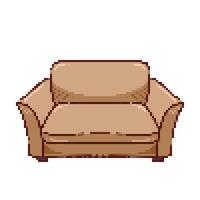 bruin fauteuil sofa stoelen met arm rust. pixel beetje retro spel gestileerd vector illustratie meubilair tekening. gemakkelijk vlak interieur kunstwerk.