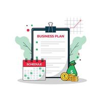 budgettering en bedrijf plan strategie gegevens checklist vector illustratie