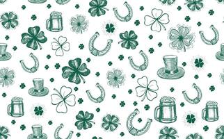 st. Patrick dag set. hand- getrokken illustraties vector