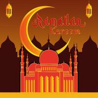 Ramadan kareem sjabloon elegant goud rood ontwerp architectuur halve maan schetsen. reeks van affiches, kaarten, vakantie dekt, groeten of achtergrond. vector