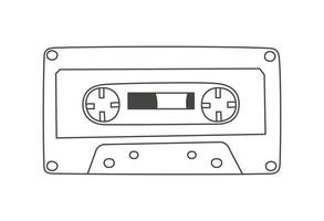 retro audio cassette geïsoleerd Aan wit. contour vector illustratie in tekening stijl.