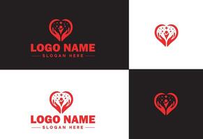 hart logo valentijnsdag dag vector kunst icoon grafiek voor Gezondheid icoon hart logo sjabloon