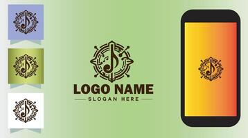 muziek- logo lied zanger dj geluid vector kunst icoon grafisch muziek- logo sjabloon