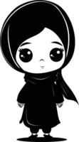 ai gegenereerd silhouet schattig weinig meisje vervelend hijab zwart kleur enkel en alleen vector