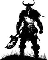 ai gegenereerd silhouet viking krijger in mmorpg spel zwart kleur enkel en alleen vector