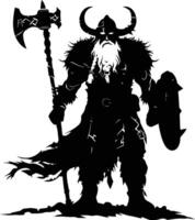 ai gegenereerd silhouet viking krijger in mmorpg spel zwart kleur enkel en alleen vector