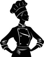 ai gegenereerd silhouet Dames chef zwart kleur enkel en alleen vol lichaam vector